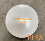 110mm overall blanking plate - suits 90mm holes.    Easy fix downlight hole  fill in downlight hole